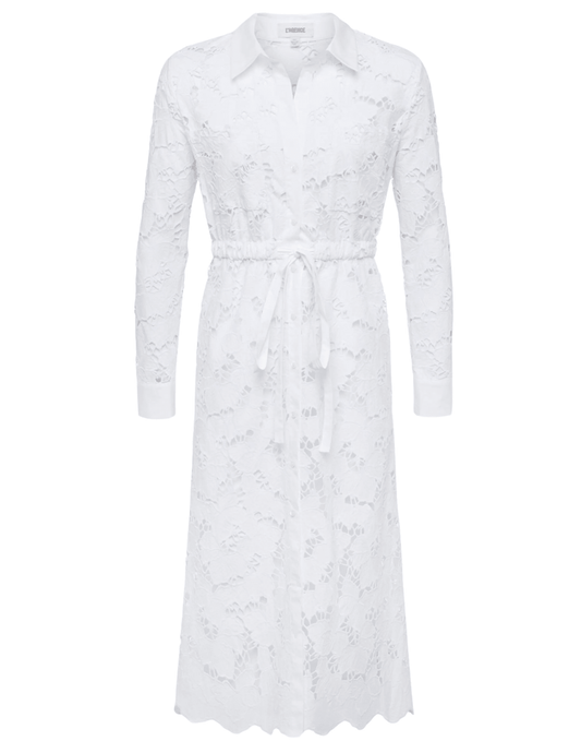 PRE-ORDER-L'Agence Emilio Eyelet Midi Shirt Dress