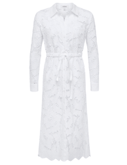 PRE-ORDER-L'Agence Emilio Eyelet Midi Shirt Dress