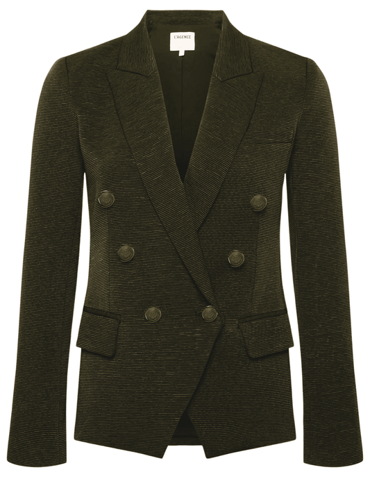 L'Agence Kenzie Textued Double-Breasted Blazer