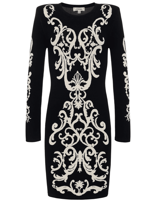 PRE-ORDER-L'Agence Amadi Long Sleeve Jacquard Mini Dress