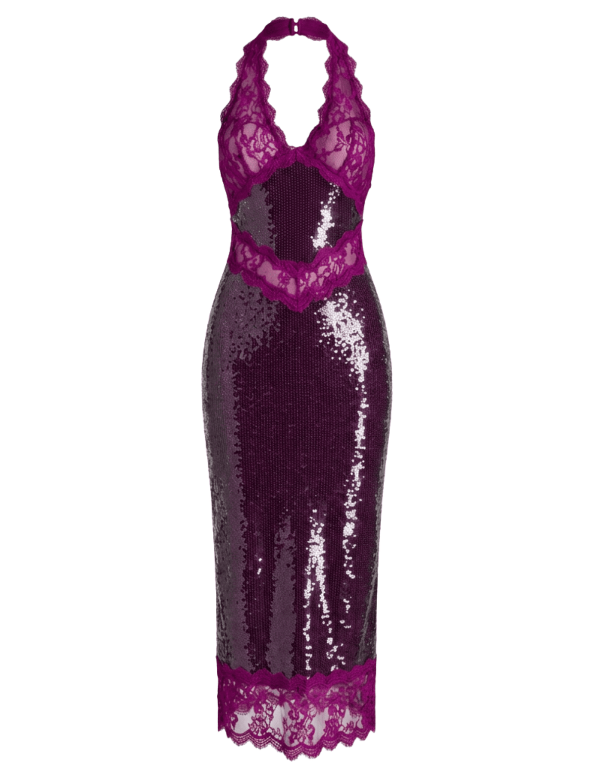 Retrofête - PRE-ORDER-Retrofête Vicky Sequin Lace Halter Dress in Violette - Buy Online