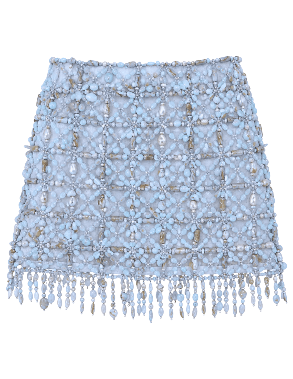 Cult Gaia Idalia Beaded Mini Skirt in Coastal