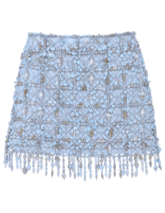 Cult Gaia Idalia Beaded Mini Skirt in Coastal