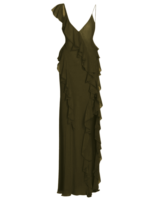 Ronny Kobo Olivialle Asymmetrical Ruffle Maxi Dress