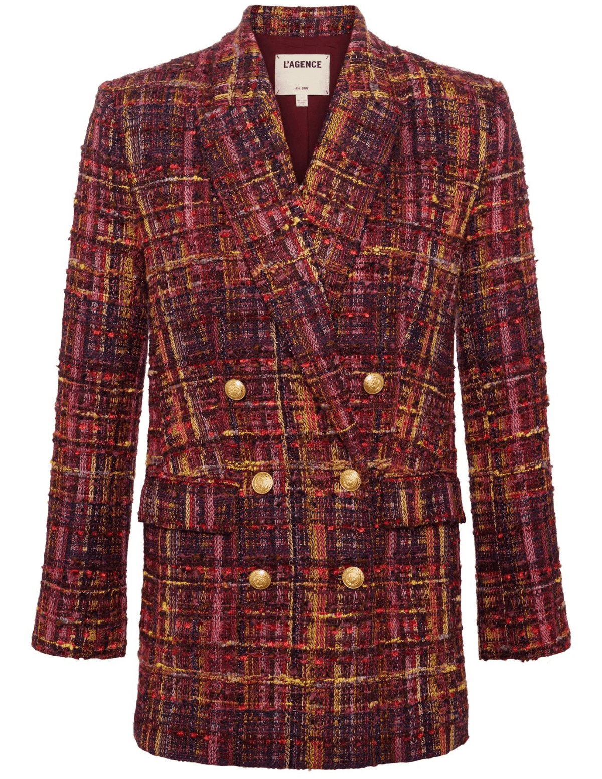 L'Agence Aimee Tweed Double Breasted Boyfriend Blazer