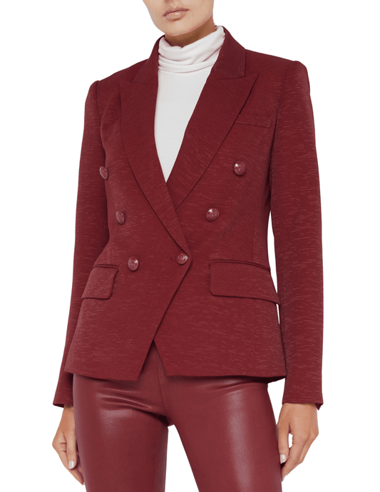 L'Agence Kenzie Textured Double-Breasted Blazer