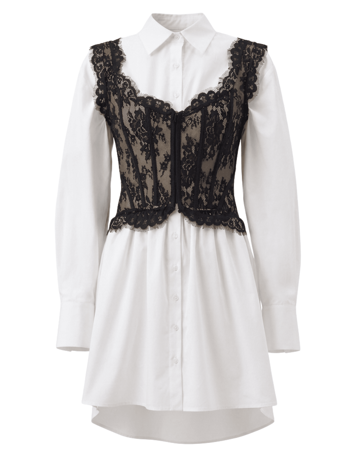 PRE-ORDER-Giuseppe Di Morabito Corset Mini Shirt Dress in Off White