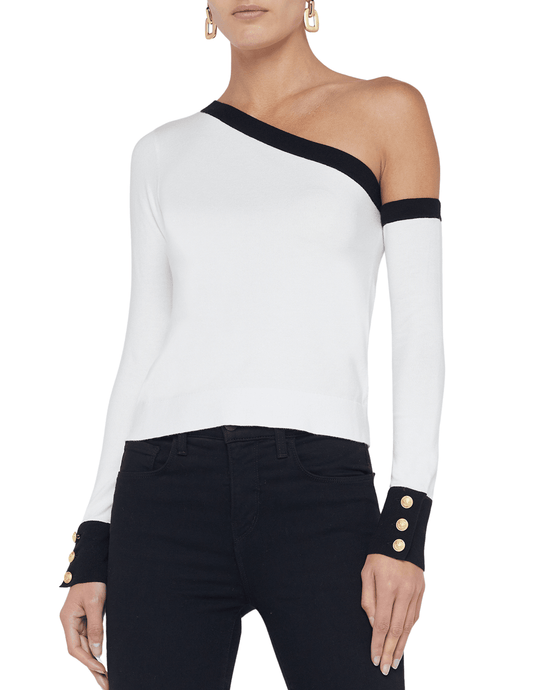 PRE-ORDER-L'Agence Maeva One Shoulder Color-block Pullover Sweater