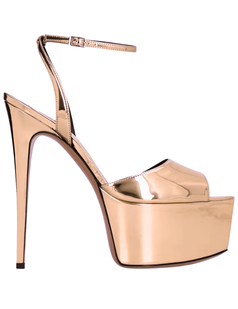 Alexandre Vauthier Mirrored Metallic Pointed Toe Ankle Strap Sandals