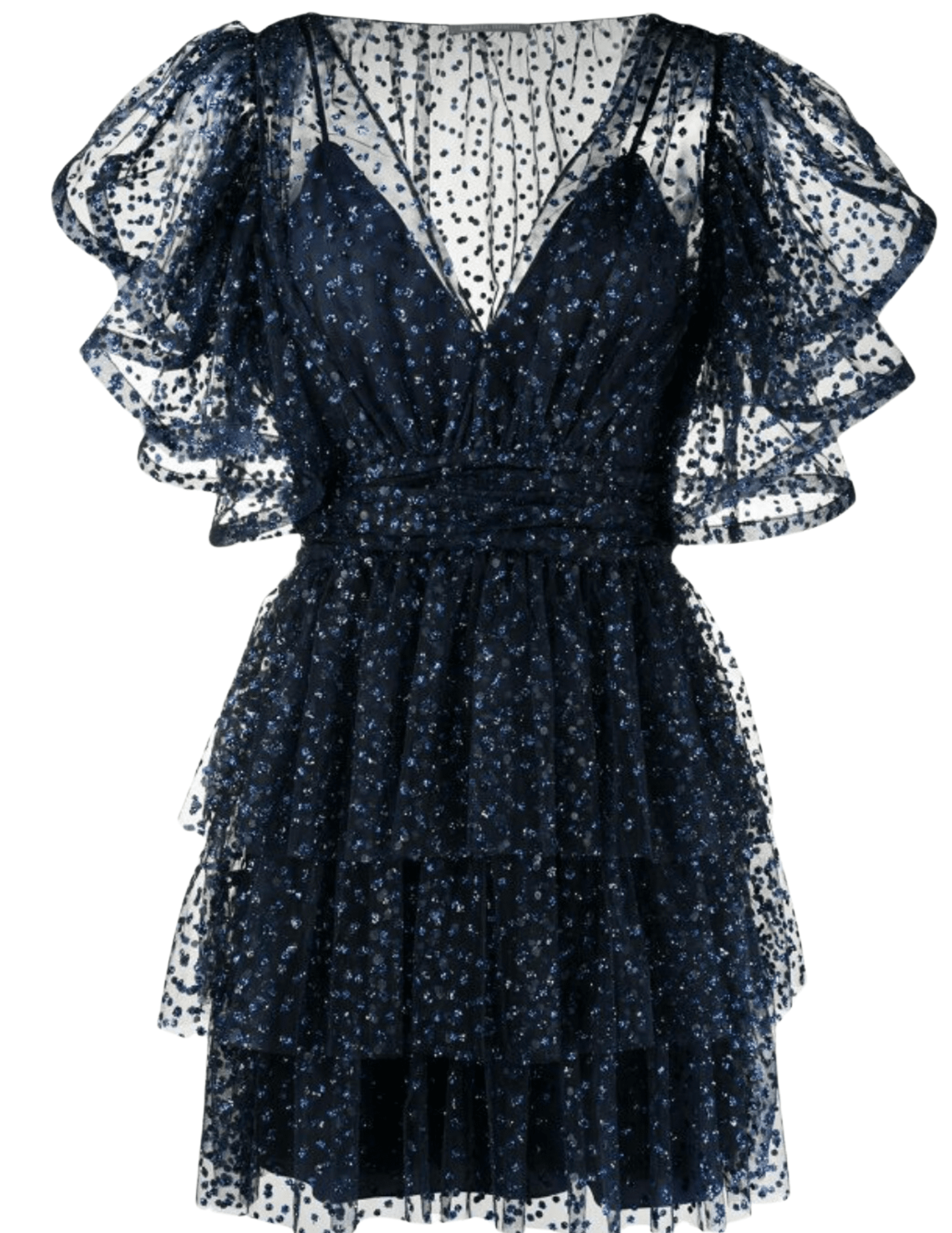 Alberta Ferretti lace-trim silk dress - Black