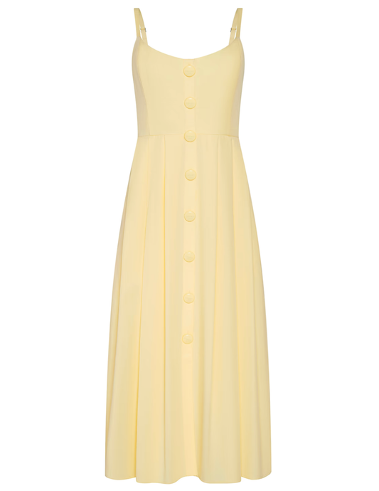 L'Agence - PRE-ORDER-L'AGENCE Reanne Scoop Neck Midi Dress in Lemon Sorbet - Buy Online