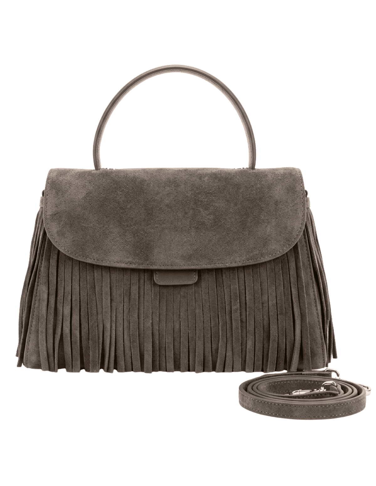 Austin Blaze - PRE-ORDER- Austin Blaze Shirley Suede Fringe Top Handle Bag in Grey - Buy Online