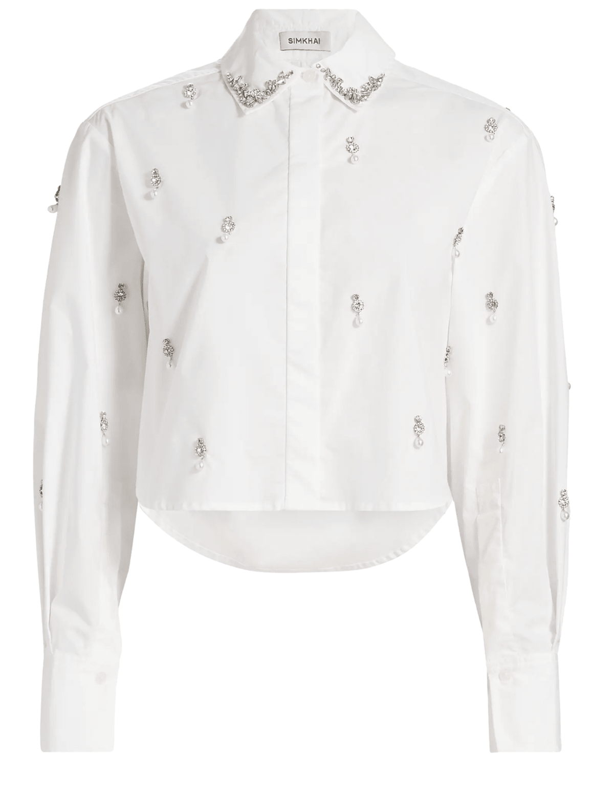 Simkhai Renata Embellished Cropped Shirt