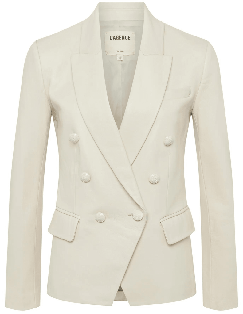 L'Agence Kenzie Leather Double Breasted Blazer