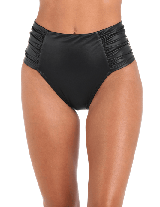 PRE-ORDER-L'Agence Vanessa Faux Leather High Waisted Bikini Bottom