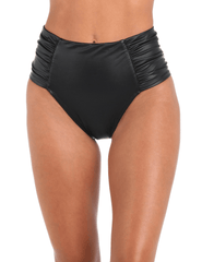 L'Agence Vanessa Faux Leather High Waisted Bikini Bottom