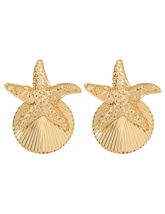 St. Barths La Robe Starfish Clam Statement Earrings