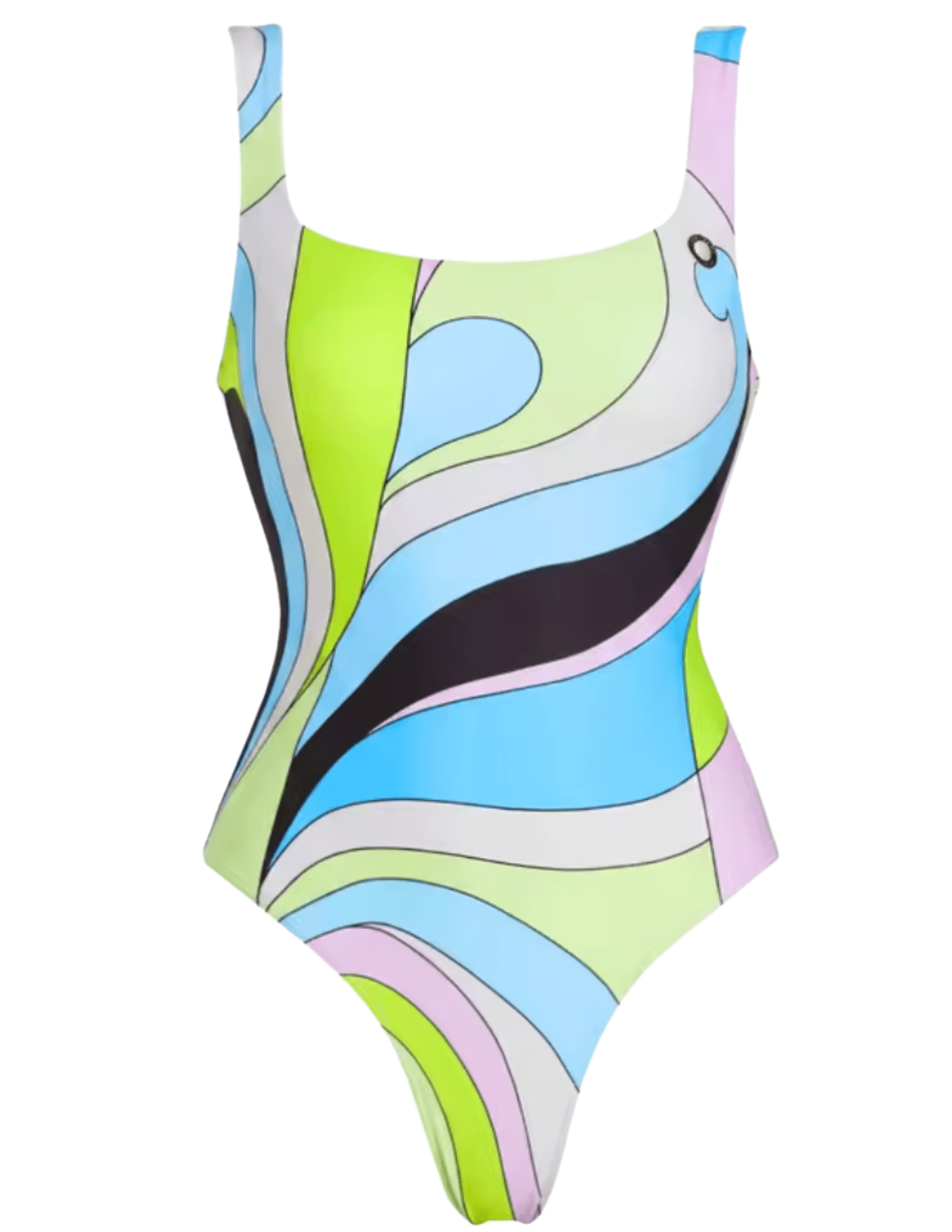 St. Barths La Robe - PRE-ORDER-St. Barths La Robe Carmella Square Neck One Piece Swimsuit in Blue Green Retro Swirl - Buy Online