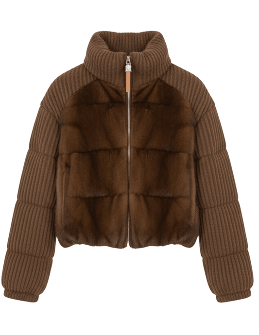 Steven Dann Cashmere Wool Mink Puffer Raglan Jacket