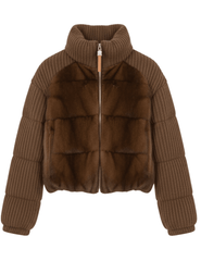 Steven Dann Cashmere Wool Mink Puffer Raglan Jacket