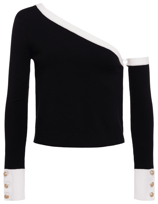 L'Agence Maeva One Shoulder Color-block Pullover Sweater