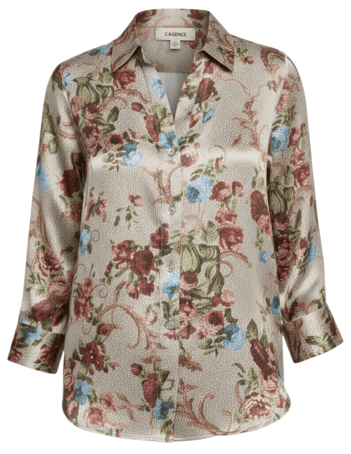 L’AGENCE Dani Three Quarter Sleeve Blouse in Multi Floral Tapestry