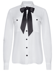 PRE-ORDER-L'AGENCE Pearson Bow Military Blouse in White & Black
