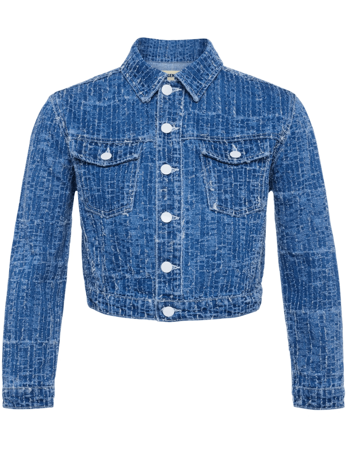 L'Agence Koda Cropped Textured Denim Jacket