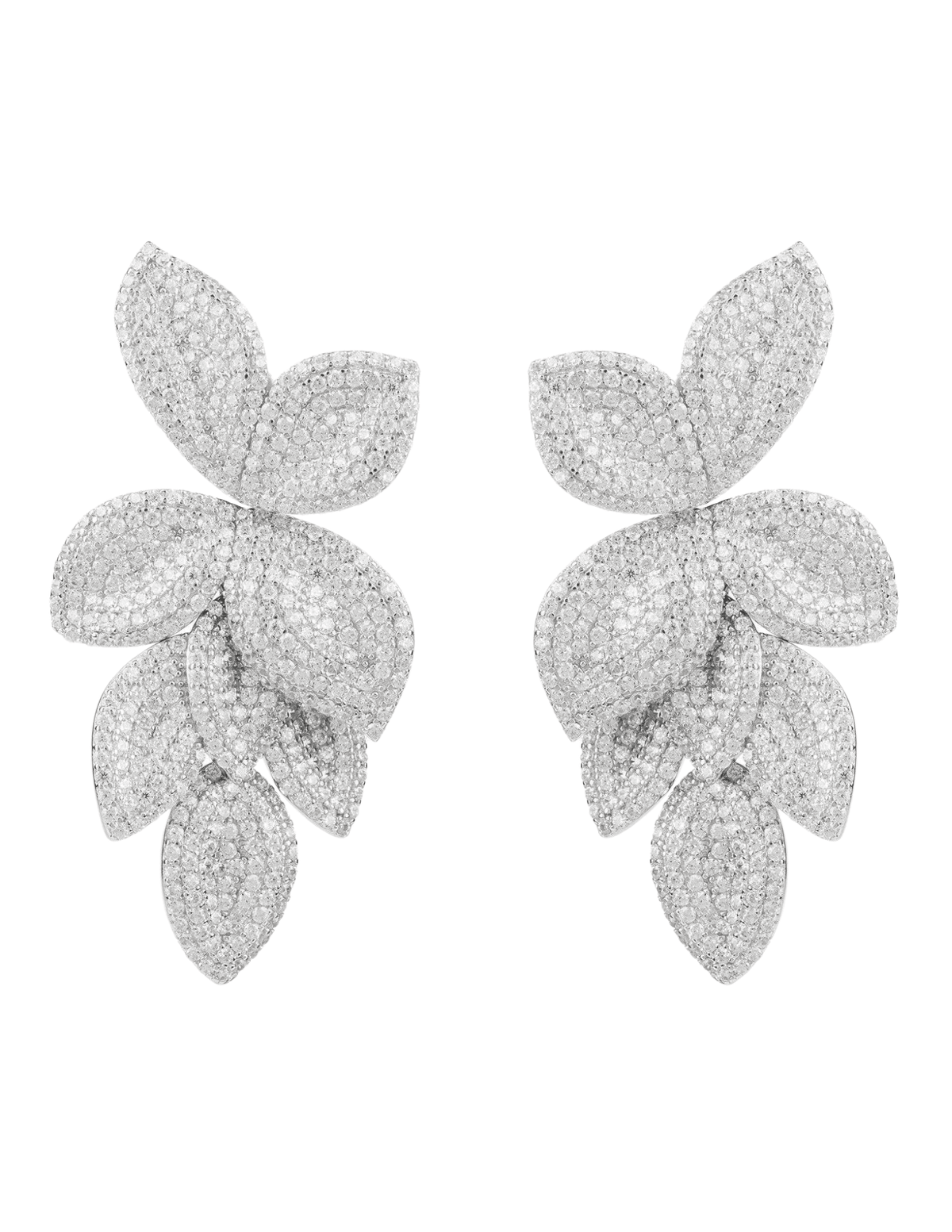 Fleur de Camélia Embellished Leaf Drop Earrings