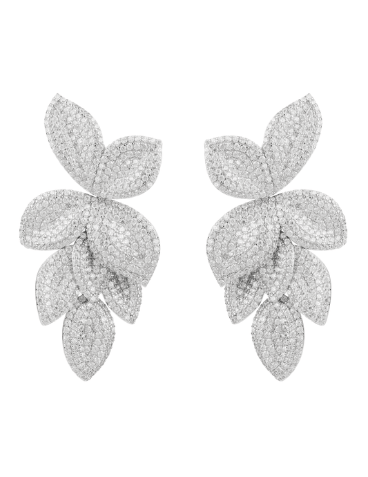 Fleur de Camélia Embellished Leaf Drop Earrings