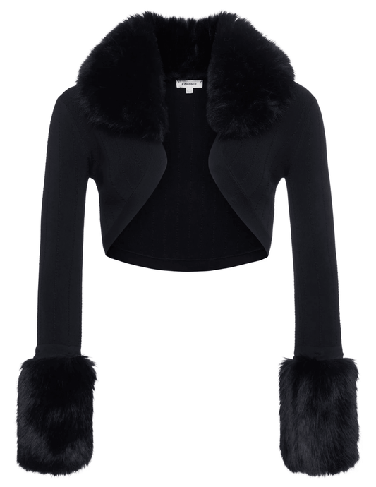 L'Agence Haru Faux Fur Collar Shrug