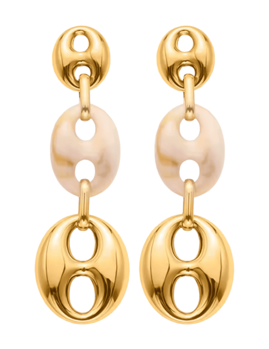 Austin Blaze - PRE-ORDER-Austin Blaze Portia Pig Nose Resin Earrings in Gold and White - Buy Online