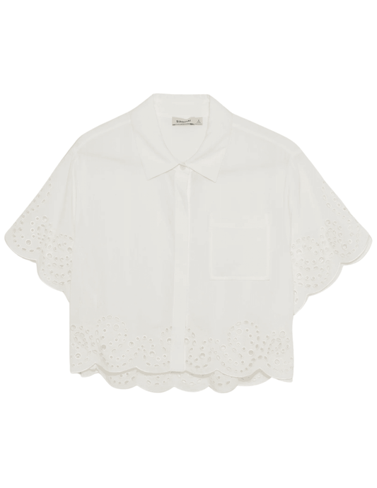 Simkhai Keyla Embroidered Short Sleeve Shirt