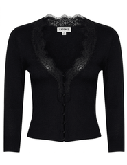 PRE-ORDER-L'AGENCE Eluna Lace Trim Cardigan in Black