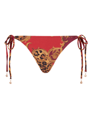 L’AGENCE Britt Tie-Side Bikini Bottom in Rouge Gold Baroque Leopard