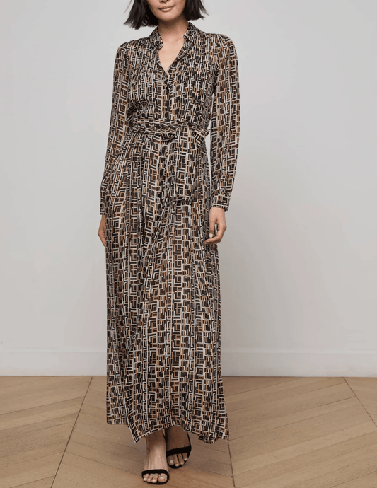 PRE-ORDER-L'AGENCE Klaudia Pin Tuck Shirt Dress