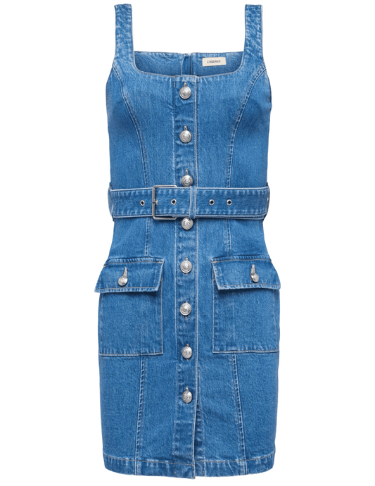 L'Agence Midy Denim Button Front Mini Dress