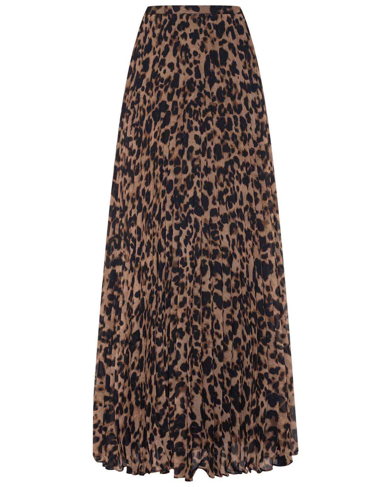 PRE-ORDER-L'AGENCE Torin Pleated Maxi Skirt in Brown Multi Amur Leopard