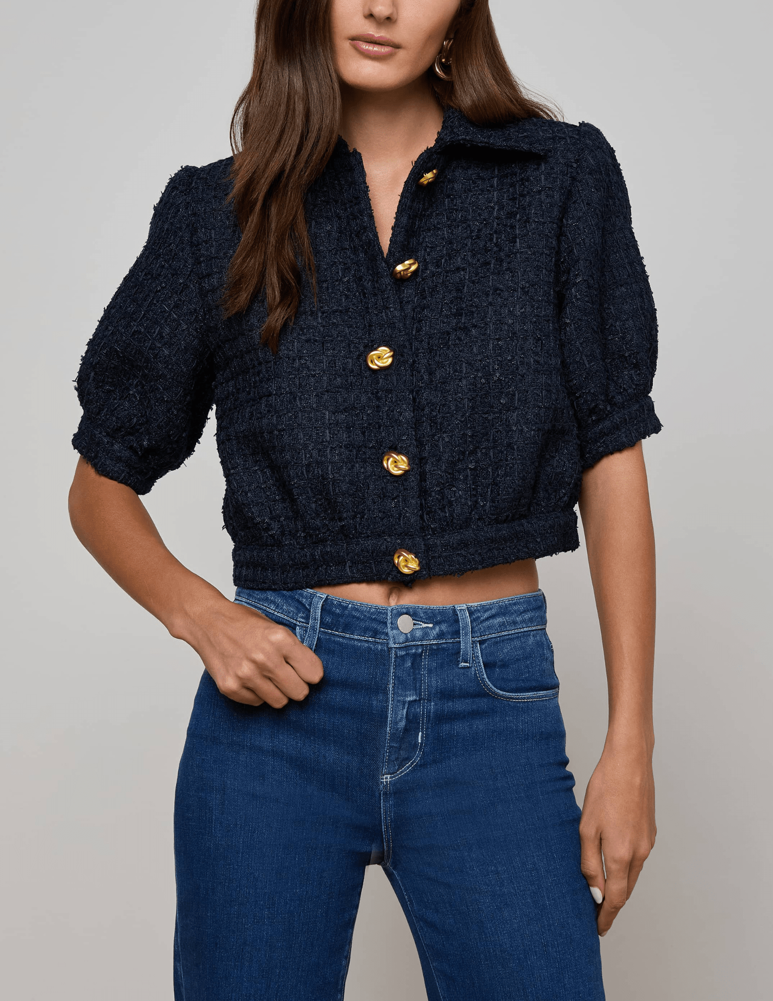 L'Agence - PRE-ORDER-L'AGENCE Cove Tweed Short Sleeve Jacket - Buy Online