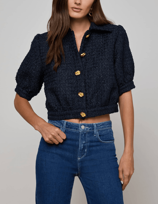 L'Agence - PRE-ORDER-L'AGENCE Cove Tweed Short Sleeve Jacket - Buy Online