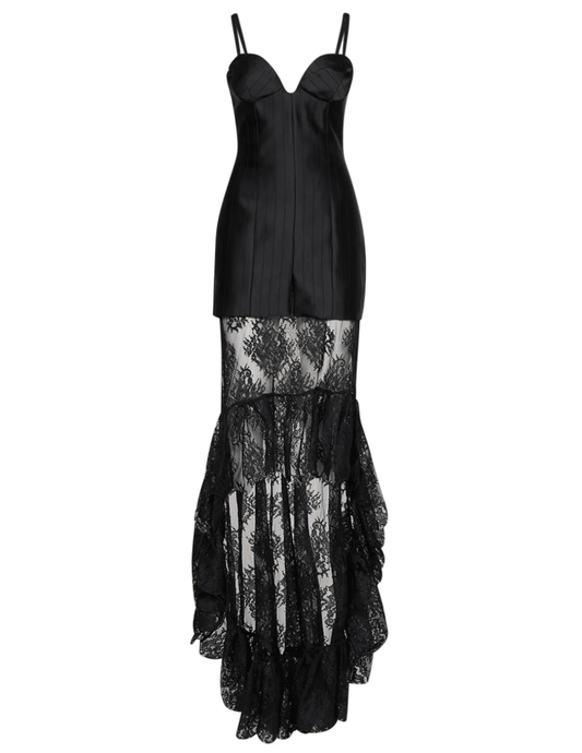 Giuseppe Di Morabito Lace Bustier Maxi Dress in Black