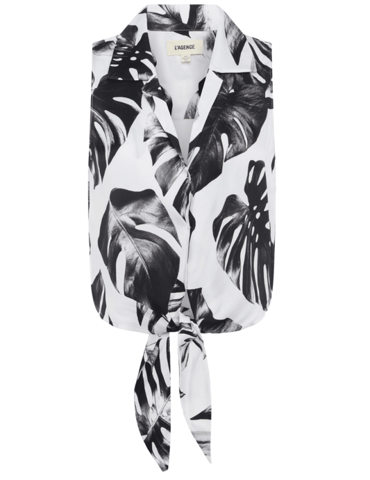 L'Agence Amos Sleeveless Tie Front Blouse