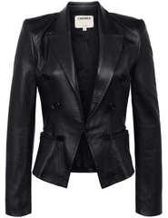 L'Agence Andalusia Tailored Leather Blazer