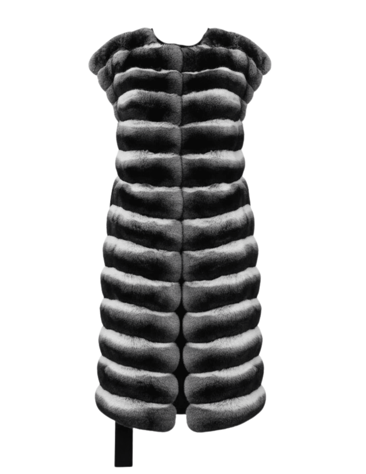 PRE-ORDER-Steven Dann Missy Rex Fur Duster Vest in Black and Grey