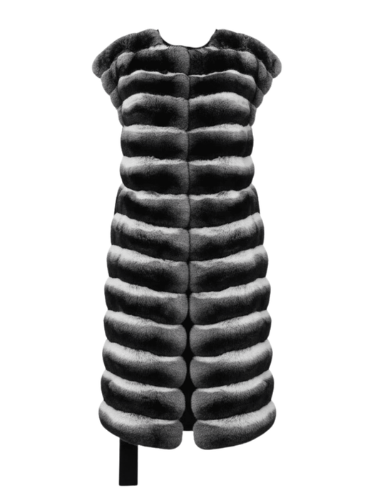 PRE-ORDER-Steven Dann Missy Rex Fur Duster Vest in Black and Grey