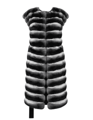 PRE-ORDER-Steven Dann Missy Rex Fur Duster Vest in Black and Grey