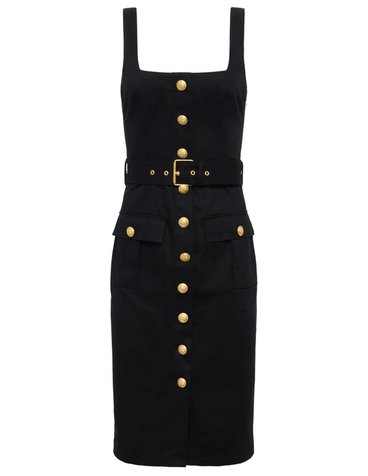 L'Agence Idy Button Front Midi Dress