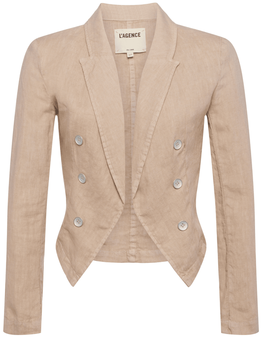 L'Agence Wayne Cropped Linen Blazer