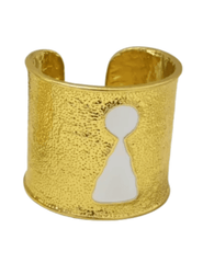 PRE-ORDER-Fleur de Camélia Keyla Abstract Cuff – Gold & White