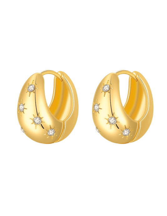 Fleur de Camélia Star Embellished Hoop Earrings